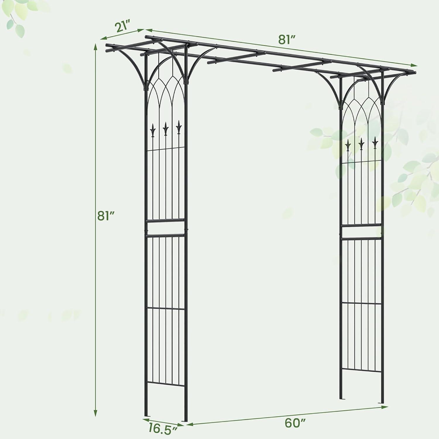 imageGiantex Metal Garden Arch Wedding Arbor for Ceremony Pergola Garden Trellis for Various Climbing Plant Bridal Party Decoration Arbor for Outdoor Lawn Backyard