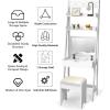 imageCHARMAID 3in1 Vanity Set with Flip Top Mirror 6 Makeup Organizers 2 Storage Shelves 3 Hat Hooks Vanity Table Desk Bookshelf with Cushioned Stool Ladder Makeup Vanity for Small Spaces White