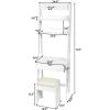 imageCHARMAID 3in1 Vanity Set with Flip Top Mirror 6 Makeup Organizers 2 Storage Shelves 3 Hat Hooks Vanity Table Desk Bookshelf with Cushioned Stool Ladder Makeup Vanity for Small Spaces White