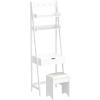 imageCHARMAID 3in1 Vanity Set with Flip Top Mirror 6 Makeup Organizers 2 Storage Shelves 3 Hat Hooks Vanity Table Desk Bookshelf with Cushioned Stool Ladder Makeup Vanity for Small Spaces White