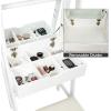imageCHARMAID 3in1 Vanity Set with Flip Top Mirror 6 Makeup Organizers 2 Storage Shelves 3 Hat Hooks Vanity Table Desk Bookshelf with Cushioned Stool Ladder Makeup Vanity for Small Spaces White