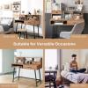 imageCHARMAID 42 Vanity Table with Large Drawer 2 Small Drawers Desktop Shelf Open Storage Space Sturdy Steel Legs Modern Writing Desk with Top Hutch for Bedroom Home Office