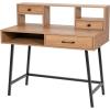 imageCHARMAID 42 Vanity Table with Large Drawer 2 Small Drawers Desktop Shelf Open Storage Space Sturdy Steel Legs Modern Writing Desk with Top Hutch for Bedroom Home Office