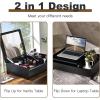 imageCHARMAID Countertop Vanity with Flip Top Mirror 24inch Tabletop Laptop Desk with 2 Compartments Organizer Modern Bedroom Makeup Dressing Vanity Mirror Cosmetic Storage Box Desktop BlackBlack