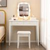 imageCHARMAID Girls Makeup Vanity Desk with Mirror and Lights Vanity Table with 10 LED Bulbs 3 Lighting Modes Modern Bedroom Dressing Table with 4 Storage Drawers ampamp Vanity Stool BlackWhite