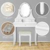 imageCHARMAID Girls Vanity Set with Lighted Mirror and Stool Princess Makeup Table with 10 Rose Lights and 3 Drawers White Dressing Desk with Rotatable Mirror and Cushioned Stool for Girls Kids