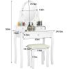 imageCHARMAID Girls Vanity Set with Lighted Mirror and Stool Princess Makeup Table with 10 Rose Lights and 3 Drawers White Dressing Desk with Rotatable Mirror and Cushioned Stool for Girls Kids