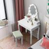 imageCHARMAID Girls Vanity Set with Lighted Mirror and Stool Princess Makeup Table with 10 Rose Lights and 3 Drawers White Dressing Desk with Rotatable Mirror and Cushioned Stool for Girls Kids