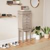 imageCHARMAID Gray Cabinet 5 Drawers Jewelry Armoire with Mirror Swing Doors Necklace Hooks Standing Organizer Large