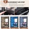 imageCHARMAID Jewelry Armoire Cabinet Wall Door Mounted 3 Colors LED Light Strip 472H Full Length Mirror Brush and Lipstick Storage Lockable Jewelry Organizer Box with 4 Drawers Black