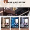 imageCHARMAID Jewelry Armoire Cabinet Wall Door Mounted 3 Colors LED Light Strip 472H Full Length Mirror Brush and Lipstick Storage Lockable Jewelry Organizer Box with 4 Drawers Brown