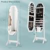 imageCHARMAID Jewelry Armoire with Full Length LED Mirror Lockable Touch Screen Lighted Mirror with Jewelry Storage Velvet Lining Standing Jewelry Cabinet Organizer Box with 2 Drawers WhiteWhite