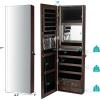 imageCHARMAID LED Strip Jewelry Armoire with 472quot H Full Length Mirror WallDoor Mounted Jewelry Organizer with Builtin Mirror Flipover Cosmetic Tray 4 Drawers Large Storage Jewelry Cabinet BlackCoffee