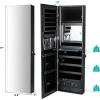 imageCHARMAID LED Strip Jewelry Armoire with 472quot H Full Length Mirror WallDoor Mounted Jewelry Organizer with Builtin Mirror Flipover Cosmetic Tray 4 Drawers Large Storage Jewelry Cabinet BlackBlack