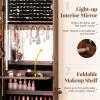 imageCHARMAID LED Strip Jewelry Armoire with 472quot H Full Length Mirror WallDoor Mounted Jewelry Organizer with Builtin Mirror Flipover Cosmetic Tray 4 Drawers Large Storage Jewelry Cabinet BlackRustic Brown