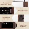 imageCHARMAID LED Strip Jewelry Armoire with 472quot H Full Length Mirror WallDoor Mounted Jewelry Organizer with Builtin Mirror Flipover Cosmetic Tray 4 Drawers Large Storage Jewelry Cabinet BlackRustic Brown