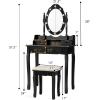 imageCHARMAID LED Vanity Desk with Lighted Mirror 10 Dimming Bulbs 5 Drawers 3 Storage Organizers Makeup Vanity Desk with Stool Bedroom Dressing Table Gift for Girls Women WhiteBlack