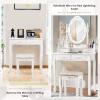 imageCHARMAID LED Vanity Desk with Lighted Mirror 10 Dimming Bulbs 5 Drawers 3 Storage Organizers Makeup Vanity Desk with Stool Bedroom Dressing Table Gift for Girls Women WhiteWhite