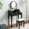 imageCHARMAID LED Vanity Desk with Lighted Mirror 10 Dimming Bulbs 5 Drawers 3 Storage Organizers Makeup Vanity Desk with Stool Bedroom Dressing Table Gift for Girls Women WhiteBlack