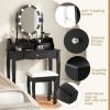 imageCHARMAID LED Vanity Desk with Lighted Mirror 10 Dimming Bulbs 5 Drawers 3 Storage Organizers Makeup Vanity Desk with Stool Bedroom Dressing Table Gift for Girls Women WhiteBlack