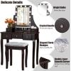 imageCHARMAID LED Vanity Desk with Lighted Mirror 10 Dimming Bulbs 5 Drawers 3 Storage Organizers Makeup Vanity Desk with Stool Bedroom Dressing Table Gift for Girls Women WhiteEspresso