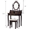 imageCHARMAID LED Vanity Desk with Lighted Mirror 10 Dimming Bulbs 5 Drawers 3 Storage Organizers Makeup Vanity Desk with Stool Bedroom Dressing Table Gift for Girls Women WhiteEspresso