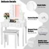 imageCHARMAID LED Vanity Desk with Lighted Mirror 10 Dimming Bulbs 5 Drawers 3 Storage Organizers Makeup Vanity Desk with Stool Bedroom Dressing Table Gift for Girls Women WhiteWhite