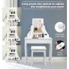 imageCHARMAID LED Vanity Desk with Lighted Mirror 10 Dimming Bulbs 5 Drawers 3 Storage Organizers Makeup Vanity Desk with Stool Bedroom Dressing Table Gift for Girls Women WhiteWhite
