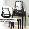 imageCHARMAID LED Vanity Desk with Lighted Mirror 10 Dimming Bulbs 5 Drawers 3 Storage Organizers Makeup Vanity Desk with Stool Bedroom Dressing Table Gift for Girls Women WhiteBlack