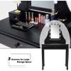 imageCHARMAID LED Vanity Desk with Lighted Mirror 10 Dimming Bulbs 5 Drawers 3 Storage Organizers Makeup Vanity Desk with Stool Bedroom Dressing Table Gift for Girls Women WhiteBlack