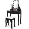 imageCHARMAID LED Vanity Desk with Lighted Mirror 10 Dimming Bulbs 5 Drawers 3 Storage Organizers Makeup Vanity Desk with Stool Bedroom Dressing Table Gift for Girls Women WhiteBlack