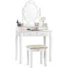 imageCHARMAID LED Vanity Desk with Lighted Mirror 10 Dimming Bulbs 5 Drawers 3 Storage Organizers Makeup Vanity Desk with Stool Bedroom Dressing Table Gift for Girls Women WhiteWhite