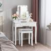 imageCHARMAID LED Vanity Desk with Lighted Mirror 10 Dimming Bulbs 5 Drawers 3 Storage Organizers Makeup Vanity Desk with Stool Bedroom Dressing Table Gift for Girls Women WhiteWhite
