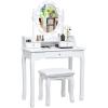 imageCHARMAID LED Vanity Desk with Lighted Mirror 10 Dimming Bulbs 5 Drawers 3 Storage Organizers Makeup Vanity Desk with Stool Bedroom Dressing Table Gift for Girls Women WhiteWhite