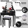 imageCHARMAID LED Vanity Desk with Lighted Mirror 10 Dimming Bulbs 5 Drawers 3 Storage Organizers Makeup Vanity Desk with Stool Bedroom Dressing Table Gift for Girls Women WhiteBlack