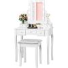 imageCHARMAID LED Vanity Desk with Lighted Mirror 10 Dimming Bulbs 5 Drawers 3 Storage Organizers Makeup Vanity Desk with Stool Bedroom Dressing Table Gift for Girls Women WhiteWhite
