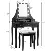 imageCHARMAID LED Vanity Desk with Lighted Mirror 10 Dimming Bulbs 5 Drawers 3 Storage Organizers Makeup Vanity Desk with Stool Bedroom Dressing Table Gift for Girls Women WhiteBlack
