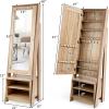 imageCHARMAID Large Armoire Cabinet With Full Length Mirror Standing Wooden Jewelry Organizer With Storage Shelves Modern Bedroom Makeup Storage Cabinet