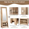 imageCHARMAID Large Armoire Cabinet With Full Length Mirror Standing Wooden Jewelry Organizer With Storage Shelves Modern Bedroom Makeup Storage Cabinet
