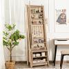 imageCHARMAID Large Armoire Cabinet With Full Length Mirror Standing Wooden Jewelry Organizer With Storage Shelves Modern Bedroom Makeup Storage Cabinet