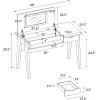imageCHARMAID Large Vanity Table with Flip Top Mirror 48 Home Office Computer Desk Open Storage Cubby and Drawer Modern Wood Writing Makeup Dressing Table Easy Assembly Espresso