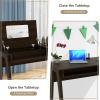 imageCHARMAID Large Vanity Table with Flip Top Mirror 48 Home Office Computer Desk Open Storage Cubby and Drawer Modern Wood Writing Makeup Dressing Table Easy Assembly Espresso