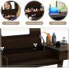 imageCHARMAID Large Vanity Table with Flip Top Mirror 48 Home Office Computer Desk Open Storage Cubby and Drawer Modern Wood Writing Makeup Dressing Table Easy Assembly Espresso