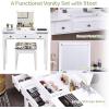 imageCHARMAID Makeup Vanity Desk with Flip Top Mirror 3 Drawers 7 Storage Compartments White Writing Desk Dressing Table Vanity Set with Cushioned Stool for Kids Girls Women Easy AssemblyWhite