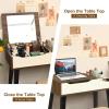 imageCHARMAID Makeup Vanity Desk with Flip Top Mirror 3 Drawers 7 Storage Compartments White Writing Desk Dressing Table Vanity Set with Cushioned Stool for Kids Girls Women Easy AssemblyBrown