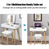 imageCHARMAID Makeup Vanity Desk with Flip Top Mirror 3 Drawers 7 Storage Compartments White Writing Desk Dressing Table Vanity Set with Cushioned Stool for Kids Girls Women Easy AssemblyWhite