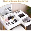 imageCHARMAID Makeup Vanity Desk with Flip Top Mirror 3 Drawers 7 Storage Compartments White Writing Desk Dressing Table Vanity Set with Cushioned Stool for Kids Girls Women Easy AssemblyWhite
