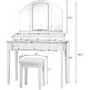 imageCHARMAID Makeup Vanity Desk with Lights and Mirror TriFolding Lighted Mirror with 3 Color Modes Vanity Table Set with 6 Drawers 12 Storage Compartments ampamp Cushioned Stool for Bedroom BlackWhite