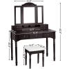 imageCHARMAID Makeup Vanity Desk with Lights and Mirror TriFolding Lighted Mirror with 3 Color Modes Vanity Table Set with 6 Drawers 12 Storage Compartments ampamp Cushioned Stool for Bedroom BlackEspresso