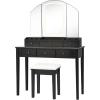 imageCHARMAID Makeup Vanity Desk with Lights and Mirror TriFolding Lighted Mirror with 3 Color Modes Vanity Table Set with 6 Drawers 12 Storage Compartments ampamp Cushioned Stool for Bedroom BlackBlack